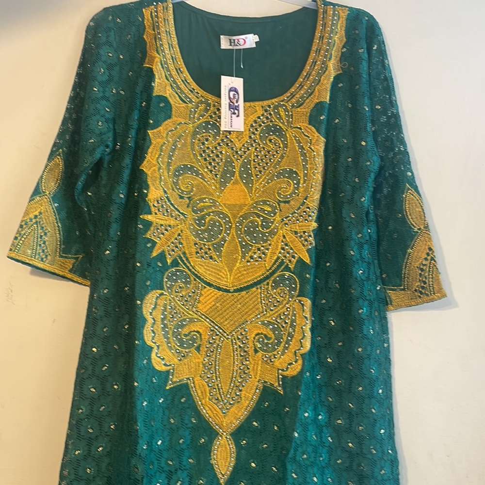 African Dashiki Lace Embroidery Maxi Dress